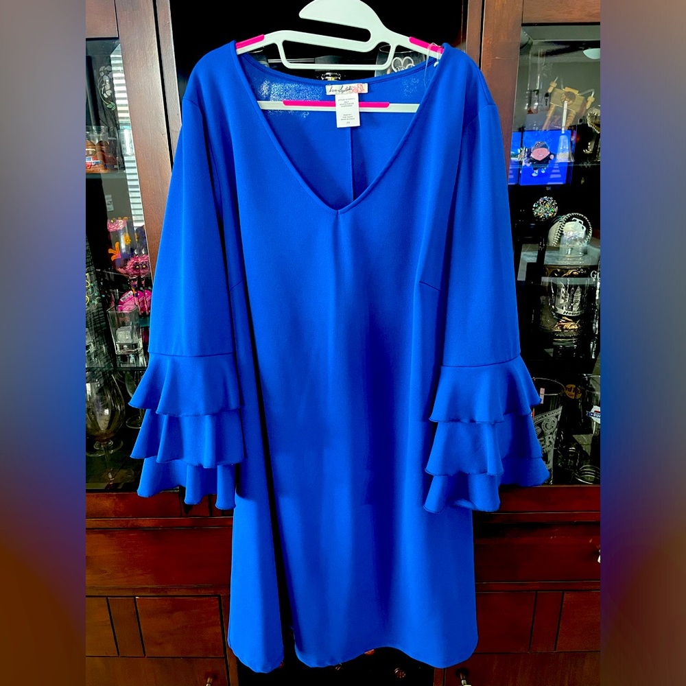 Love Squared Ruffle Sleeve Royal Blue Dress